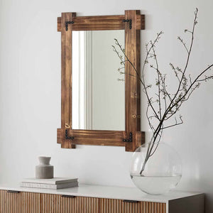 PrimePatio Rustic Wood Mirror for Bathroom