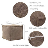idee-home Unstuffed Pouf Cover, Storage Bean Bag Cubes, Ottoman Pouf Foot Rest Footstool, Solid Square Pouf, 17.7"x17.7"x15.7", ONLY Cover
