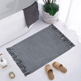 Cotton Rug, 2'x3' Woven Rug Kitchen Rug, Rug with Tassels